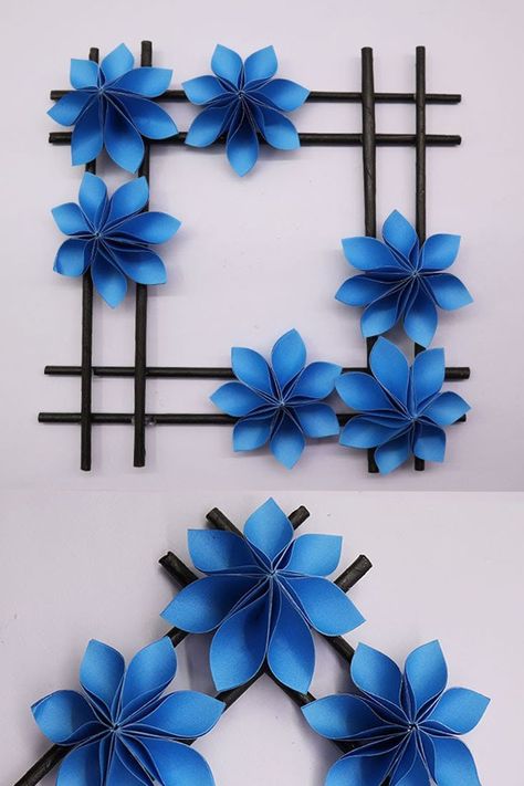 Beautiful paper Flowers making Video - DIY paper Wall Hanging - DIY paper Handmade Craft - Easy paper Flowers making Tutorial - Room Decor and home Decor Ideas. #Flowers #Handmade #WallHanging Diy Wall Hanging Paper, Flower Wall Decor Diy, Hanging Paper Flowers, Diy Wall Hanging Crafts, Handmade Wall Hangings, Paper Flower Garlands, Paper Flower Art, Easy Paper Flowers, Easy Paper Crafts Diy