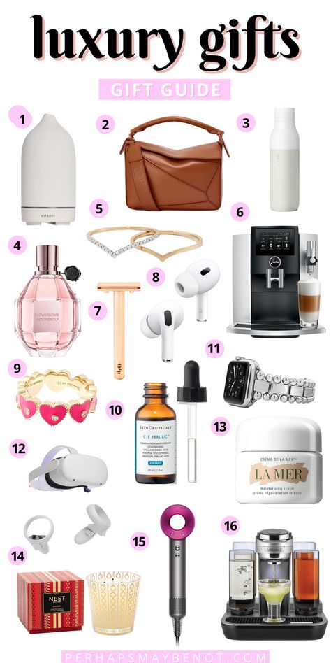 Whether you are holiday shopping or browsing for a birthday gift, this curated list has a host of options to get you started. Here are 30 luxury gifts worth the splurge #gifts #giftguide #birthday #holiday #holidaygifts #holidaygiftguide Adult Birthday Gifts Woman, Expensive Things To Ask For Christmas, Luxury Wishlist Ideas, Designer Gifts For Women, Luxury Gift Ideas For Women, Luxury Gifts For Women Birthday, Birthday Gifts For Myself, Expensive Gifts For Women, Birthday Essentials