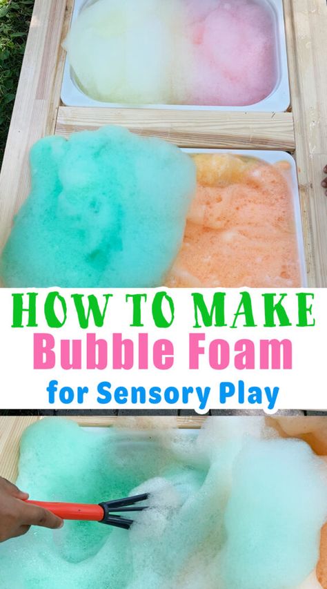 Crafts For Toddlers, Foam Sensory Bin, Camping Crafts For Toddlers, Sensory Bin For Toddlers, Bubble Foam, Toddler Sensory Bins, Bubble Activities, How To Make Bubbles, Sensory Tubs