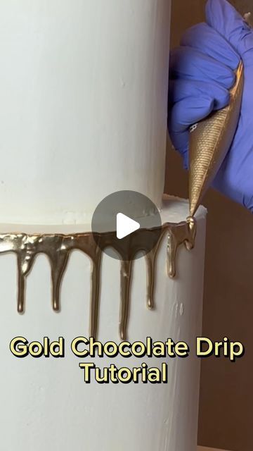 Patisserie, Cake Decorating Designs For Men, How To Do Gold Drip On Cake, Gold Drip Wedding Cake, Chocolate Cake With Gold Drip, Gold Cake Drip Tutorial, Gold Drip Recipe For Cake, Chocolate And Gold Birthday Cake, 90th Birthday Cake Ideas For Men