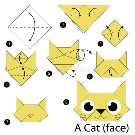 Step by step instructions how to make origami A Cat. #Sponsored , #sponsored, #Paid, #step, #origami, #instructions, #Step Origami Step By Step Easy, Origami Návody, Origami Stella, Origami Kutu, Cat Origami, Chat Illustration, Dragon Origami, Mainan Diy, Origami Easy Step By Step