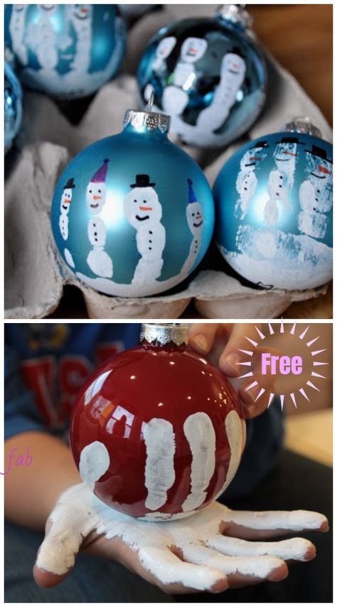 Christmas Craft: Kids Handprint Snowman Ornament DIY Tutorials Handprint Snowman, Christmas Craft Kids, Kids Christmas Crafts Ornaments, City Craft, Baby Christmas Crafts, Juleverksted For Barn, Circle City, Garland Ideas, Preschool Christmas Crafts