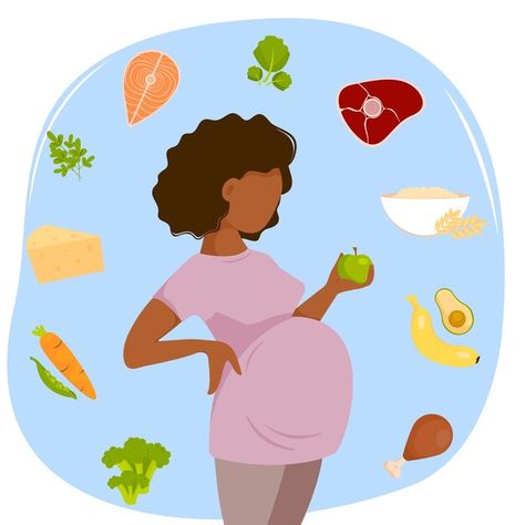 Vegetarian Pregnancy, Doula Art, Pregnant Cartoon, Diet During Pregnancy, Diet For Pregnant Women, Food For Pregnant Women, Pregnancy Eating, Pregnancy Illustration, Healthy Pregnancy Food