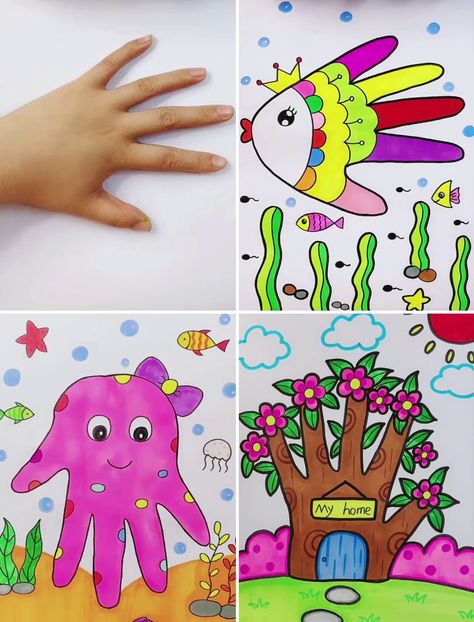 Drawing Idea For Beginners, Drawing Ideas Easy Hands, Drawing For 3 Year, Easy Drawing For Preschoolers, Drawing Activities For Preschoolers, Drawing Ideas For Preschoolers, Class 1 Drawing Ideas, How To Draw For Preschoolers, Drawing Activities For Toddlers