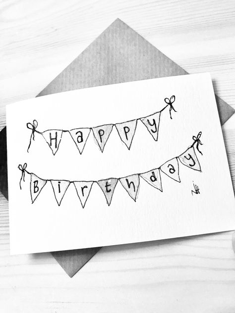 Happy Birthday Banner Drawing, Birthday Banner Drawing, Happy Birthday Doodle Art, Happy Birthday Sketch, Birthday Pencils, Happy Birthday Doodles, Bf Gift, Happy Birthday Drawings, Birthday Doodle