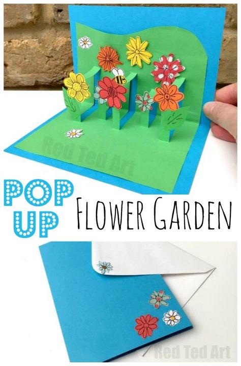 3D Flower Card DIY - Pop Up Cards for Kids - Red Ted Art Flower Pop Up Card Diy, Easy Diy Mother's Day Gifts, Hadiah Diy, Diy Pop Up Cards, Kraf Kertas, Diy Pop, Flower Card, Diy Mothers Day Gifts, Card Diy