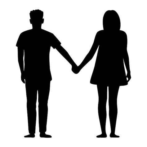 Silhouette man and woman hold hands | Premium Vector #Freepik #vector #body-silhouette #female-figure #woman-shape #woman-figure Man And Woman Silhouette, Transférer Des Photos, People Holding Hands, Soldier Silhouette, Motorcycle Wedding, Black And White Wedding Cake, Ballet Posters, Silhouette People, Man Vector