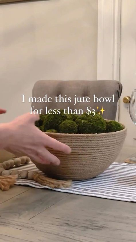 How To Make A Jute Bowl, Rope Boho Decor, Centerpiece Home Decor, Diy Classes For Adults, Diy Craft For Home Decor, Bowl Vase Ideas, Diy Hygge Decor, Diy Fruit Bowl Ideas, Bathroom Tissue Storage Ideas