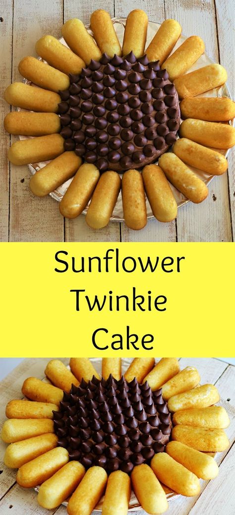 Essen, Sunflower Desserts Treats, Sunflower Decor Diy, Diy Sunflower Decor, Sunflower Party Decor, Wedding Cakes Sunflower, Twinkie Desserts, Sunflower Birthday Party, Sunflower Birthday Cakes