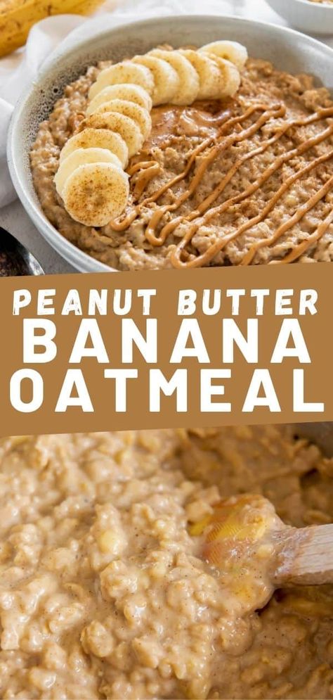 Oatmeal With Peanut Butter, Banana Oatmeal Recipe, Peanut Butter Banana Oatmeal, Healthy Oatmeal Recipes, Breakfast Oatmeal Recipes, Easy Oatmeal, Oatmeal Bowls, Peanut Butter Oatmeal, Easy Peanut Butter