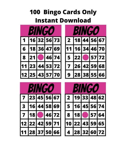 Pink/Bingo Calling Cards/100 Bingo Cards/Pink Bingo Cards Template/Print and Play Bingo/Play Bingo Instantly/Bingo Cards For Children  #bingocards #freeprintablebingocards #2024bingocard Custom Bingo Cards, Bingo Books, Bingo Calls, Printable Bingo Cards, Free Printable Bingo Cards, Bingo Card Template, Free Bingo Cards, Bingo Template, Bingo Cards Printable