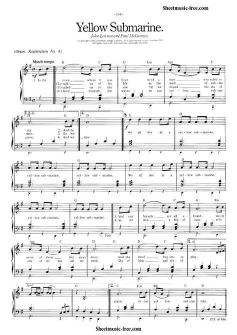 Yellow Submarine Sheet Music Beatles Piano Sheet Music Free pdf Download Beatles Sheet Music, Sheet Music With Letters, Piano Music Easy, Trumpet Sheet Music, Clarinet Sheet Music, Jazz Sheet Music, Online Piano Lessons, Piano Sheet Music Free, Easy Piano Sheet Music