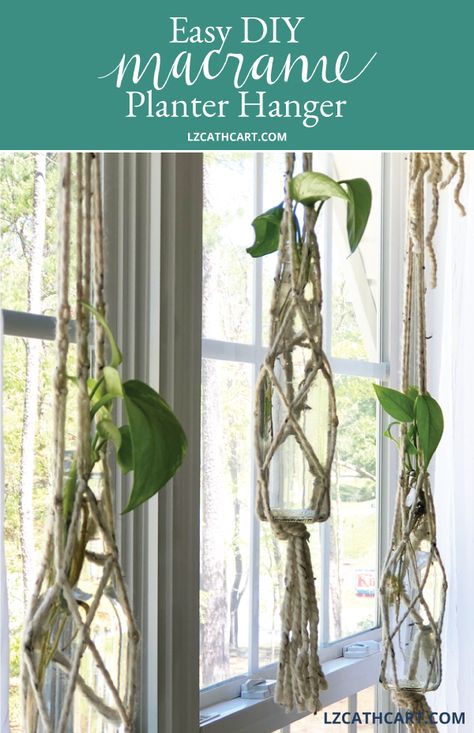 Did you know that you can create your very own DIY Macrame Plant Hanger? Not only is it easy, but you can use every day supplies as well! #diyplanthanger #macrameplanter #macramehangingplater #diymacrameplanthanger #diymacrame #macrame #plantlady Easy Diy Macrame Plant Hanger, Hand Lettering Diy, Easy Diy Macrame, Plants In Bottles, Diy Hanging Planter, Diy Pendant Light, Macrame Hanging Planter, Macrame Planter, Diy Macrame Plant Hanger