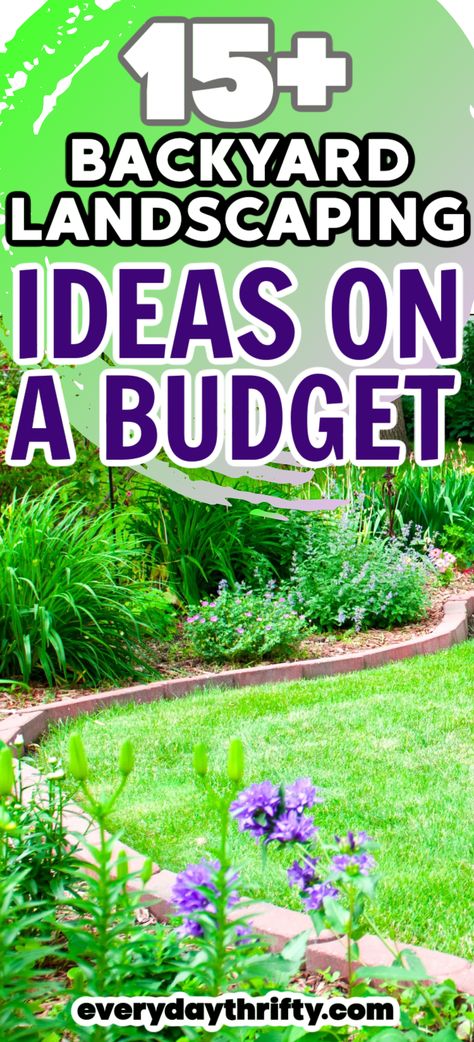 Once the weather turns warm, most of us begin to think about the outside of our house and coming up with backyard landscaping ideas on a budget. Backyard Landscape On A Budget, Tiny Yard Landscaping, Backyard Design Layout On A Budget, Budget Friendly Backyard Landscaping, Easy Cheap Backyard Landscaping, Cool Garden Ideas Backyards, Diy Easy Landscape Ideas Budget, Backyard Makeovers On A Budget Diy Ideas, Low Cost Landscaping Ideas