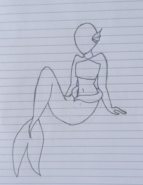 Drawing Of Mermaid Easy, Cool Mermaid Drawings, Mermaid Sketch Easy, Art Sketches Mermaid, Easy Drawings Fairy, Easy Drawings Mermaid, Fantasy Art Ideas Easy, Mermaid Drawing Simple, Mermaid Sketch Simple