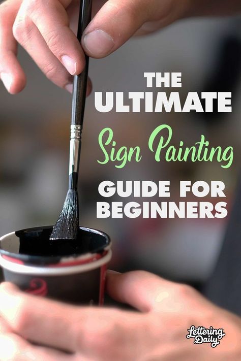 The ULTIMATE sign painting guide for beginners! With this step by step tutorial, you will learn everything you need to know about sign painting lettering! You will learn about the tools, mixing colors and sign painting techniques. This sign painting tutorial is ideal for very beginners! #signpainting #signpaintinglettering #signpaintingtutorial #lettering #handlettering #brushlettering #brushcalligraphy Best Paint For Wood Signs, Paint Letters, Painting Lettering, Sign Painting Lettering, Nails Grunge, Cuadros Diy, Painting Guide, Building Signs, Mixing Colors