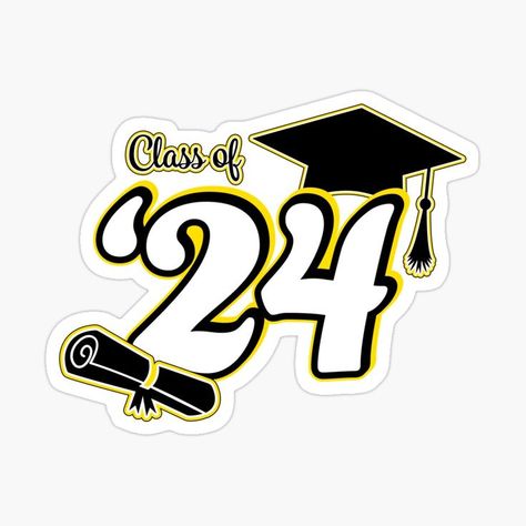 Class of 2024 sticker perfect for high school and college graduates. Available on pins, mugs, cards, and much more! Check out my Redbubble shop for more color options. #2024 #classof2024 #graduate #congratulations 
Redbubble Artist | @SavsSparkleShop Graduation Logo, Graduation Cap And Diploma, Congratulations Card Graduation, Cap And Diploma, Graduating College, Graduating High School, School Shirt Designs, Graduation Stickers, Graduation Art