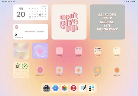 Ipad Home Screen Ideas, Aesthetic Ipad Homescreen, Aura Aesthetic, Ipad Lockscreen, Ipad Homescreen, Ipad Organizer, Aesthetic Ipad, Ipad Essentials, Ipad Air Wallpaper