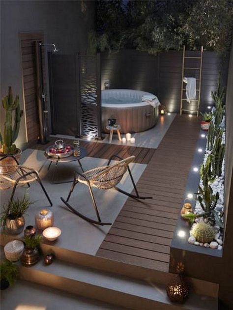 décorer une terrasse en noir Reka Bentuk Bilik Tidur, Rumah Moden, Design Per Patio, Hiasan Dalaman Rumah, Reka Bentuk Dalaman, Interior Design Per La Casa, Cozy Patio, Hus Inspiration, Design Exterior