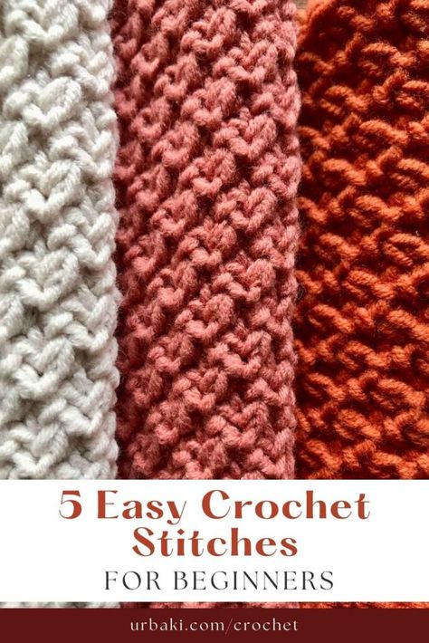 If you're new to the crochet world, the idea of learning all the different stitches can be overwhelming. But don't worry, we've got you covered! In this section, we will introduce you to 5 easy crochet stitches that are perfect for beginners. These beginner crochet stitches are simple, yet versatile, and will give you a solid foundation to build upon as you advance in your crochet skills. You'll be surprised how quickly you'll be able to create beautiful projects with these basic crochet... Advance Crochet Stitches, Easy Beginner Crochet Stitches, Easy Stitches Crochet, Easy Ways To Crochet, Crochet Stitches For Beginners Tutorials, Easy Crochet Stitches For Beginners Free, Beginning Crochet Stitches, Beginner Crochet Stitches Easy, Crochet Stitches Beginner