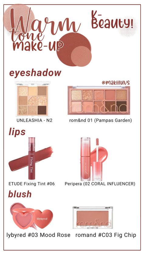 Warm Skin Tone Colors, Warm Tone Makeup, Soft Autumn Makeup, Blush Lips, Teknik Makeup, Warm Tone Colors, Warm Makeup, Tone Makeup, Autumn Skin