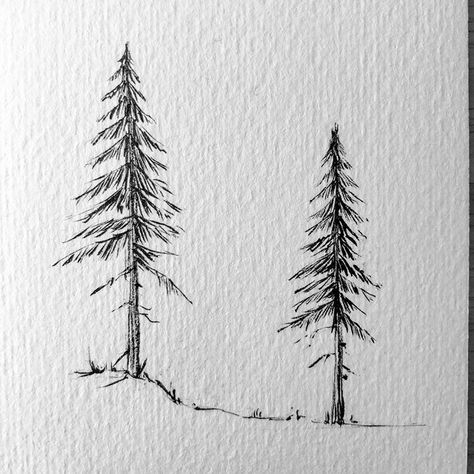 These half moons are just fun...⠀ ⠀ What do you think? a few more of them?⠀ ⠀ Have a great Week!!⠀ ⠀ ⠀ #lostswissmiss⠀ ⠀ #illustration… Pine Tattoo, Pine Tree Drawing, Forest Drawing, Pine Tree Tattoo, Mountain Drawing, Forest Tattoos, Nature Sketch, Tree Sketches, Black And White Tree