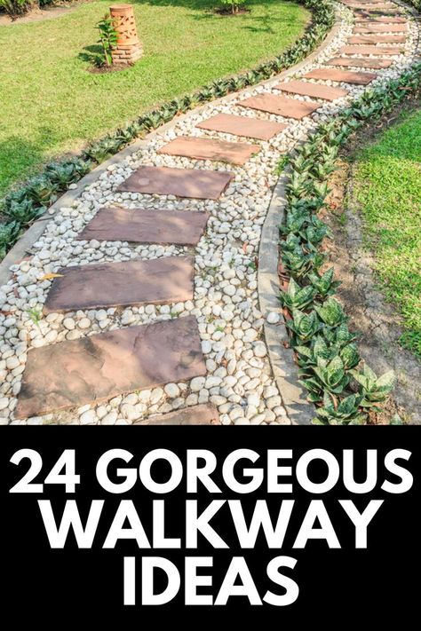 Front Walkway Landscaping, Front Yard Walkway, Stone Walkways, Backyard Walkway, Side Yard Landscaping, Walkway Landscaping, Pathway Landscaping, Outdoor Walkway, Paver Walkway