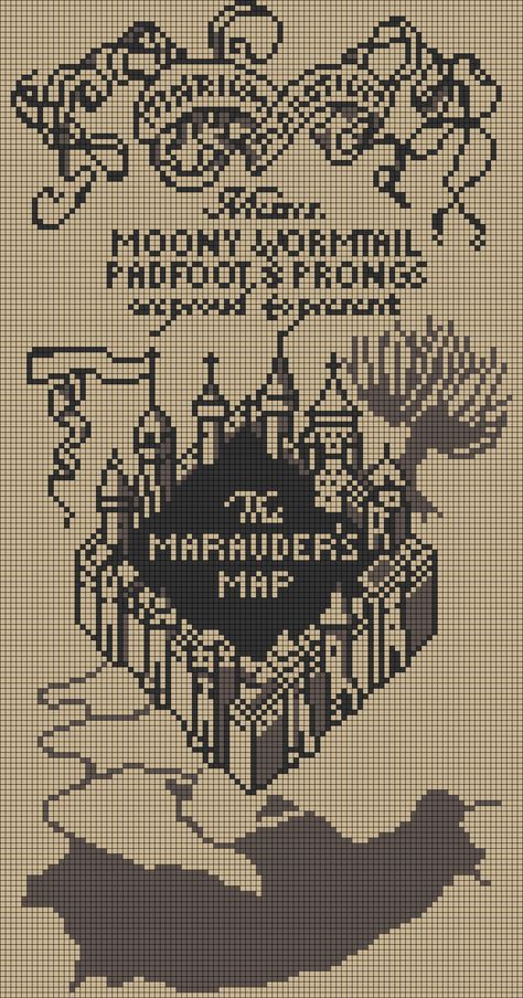 Alpha pattern #76813 | BraceletBook Marauders Map Crochet Pattern, Harry Potter Mosaic Crochet, Marauders Map Crochet Blanket, Harry Potter Crochet Grid, Free Harry Potter Cross Stitch Patterns, Harry Potter Pixel Art Grid, Crochet Alpha Pattern Harry Potter, Lotr Alpha Pattern, Tapestry Design Pattern