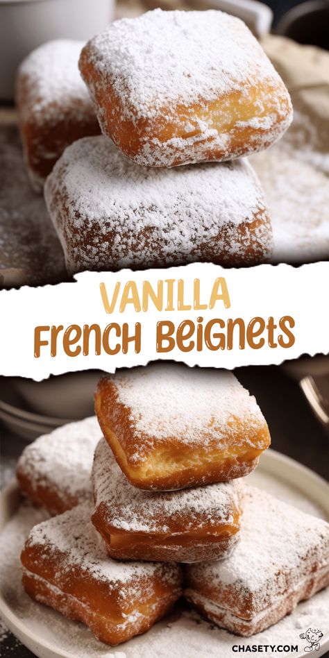 Vanilla French Beignets [2 Hours] - Chasety Butterkase Cheese Recipes, 1920s Baking Recipes, Easy Beignets Recipe, Vanilla French Beignets, Dessert Recipes With Yeast, Copycat Fair Food Recipes, Recipes For Easy Desserts, Quick And Easy Desserts Healthy, Stuffed Beignet Recipe