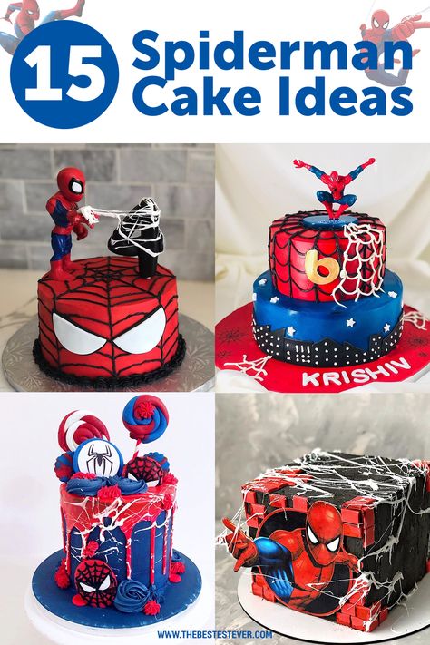 We take a look at 15 of the most amazing Spiderman cake ideas that are perfect for the upcoming birthday party. Be inspired & get ideas. #spiderman #spidermancake Spiderman 3rd Birthday Cake, Spider Man Birthday Cake Ideas, 3rd Birthday Party For Boy Spiderman, Spiderman Party Ideas Food, Benten Cake, Kue Ultah Spiderman, Spiderman Cakes For Boys, Boys 3rd Birthday Cake, Spiderman Cake Birthday Boys