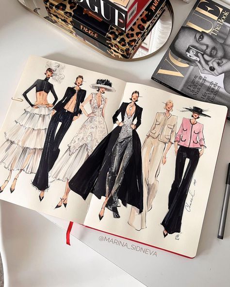 Marina Sidneva (@marina_sidneva) • Instagram photos and videos Fashion Sketchbook Inspiration, Fashion Design Inspiration, Fashion Design Classes, Fashion Dream Job, Fashion Design Books, Moda Chanel, Fashion Figure Drawing, Fashion Drawing Sketches, Design Moda