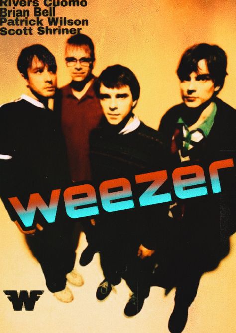 Weezer poster made by me !! Weezer Poster, Emo People, Rivers Cuomo, Printable Wall Collage, Bad Album, Power Pop, Texture Graphic Design, Dorm Posters, Iphone Homescreen Wallpaper