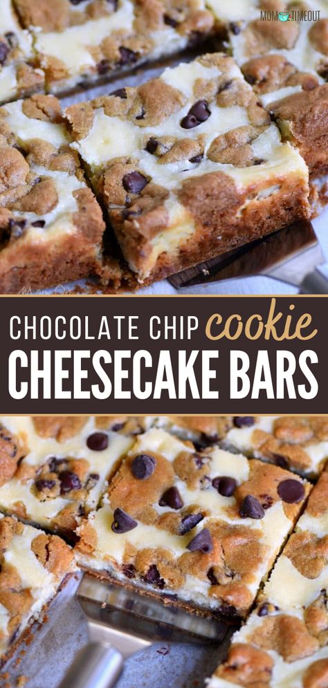 Cinnamon Treats, Chocolate Chip Cookie Cheesecake Bars, Cookie Cheesecake Bars, Chocolate Chip Cookie Cheesecake, Cookie Cheesecake, Easy Dessert Recipe, Dessert Bar Recipe, Cookie Bar Recipes, Desserts To Make