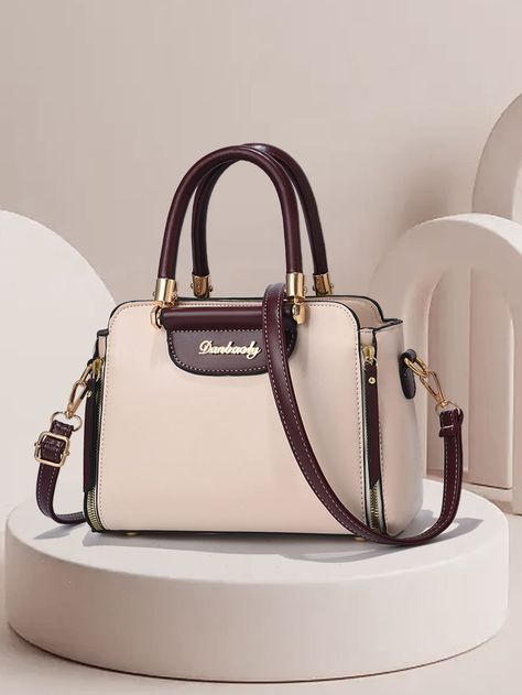 Khaki Elegant Collar  PU Leather Letter,Plain Square Bag Embellished   Women Bags Side Purse, Classy Purses, Envelope Handbag, Hot Handbags, Hand Bags For Women, Trendy Purses, Everyday Handbag, Best Purses, Pretty Landscapes