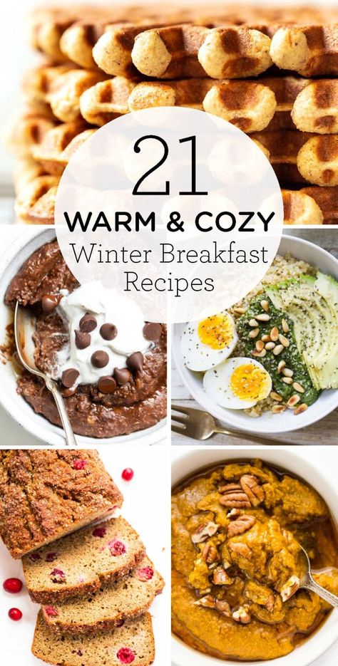 21 Warm & Cozy Winter Breakfast recipes to keep you nourished during those chilly days this holiday season! #breakfast #winter #simplyquinoa Winter Healthy Breakfast, Winter Seasonal Food, Healthy Warm Breakfast, Healthy Winter Snacks, Winter Breakfast Recipes, Hot Breakfast Ideas, Nourishing Snacks, Cabin Meals, Healthy Fast Food Breakfast