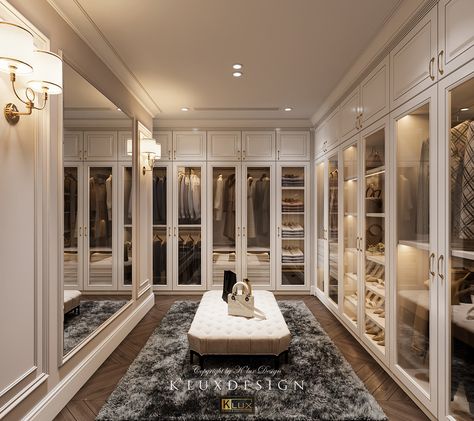 APARTMENT NEO CLASSIC - HA NOI on Behance Walk In Wardrobe Ideas Master Bedrooms, Dressing Design, Aesthetic Interior Design, Dream Closet Design, Walk In Closet Design, Luxury Closets Design, Wardrobe Design Bedroom, غرفة ملابس, Dream House Rooms