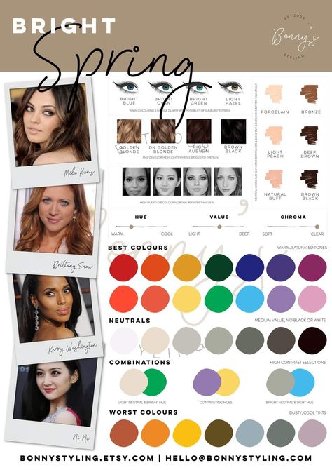 Spring Skin Tone Color Palette, Skin Tone Color Palette, Spring Skin Tone, Clear Spring Palette, True Spring Color Palette, Winter Skin Tone, Skin Tone Color, True Spring Colors, Tone Color Palette