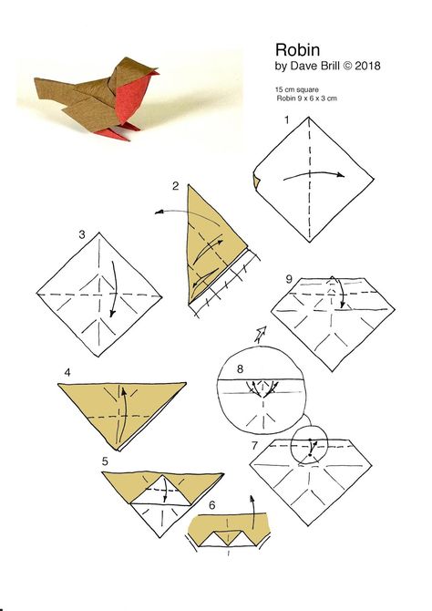 Origami Robin Bird, Mini Origami Tutorials, Bird Origami Easy, Paper Crafts Birds, Origami Intermediate, Oragami Birds, Origami Bird Tutorial, Birds Origami, Bird Origami