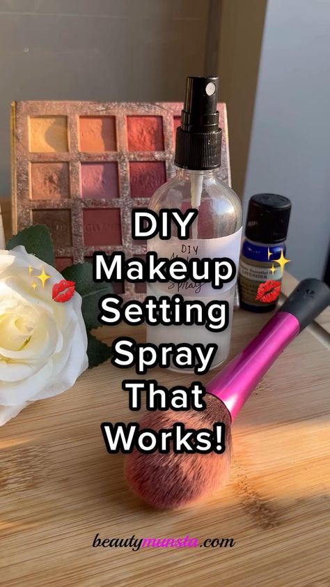 Homemade Setting Spray, Diy Setting Spray, Diy Natural Makeup, Diy Makeup Setting Spray, Diy Makeup Recipe, Diy Makeup Remover, Makeup Recipes, Homemade Makeup, Diy Skin Care Recipes