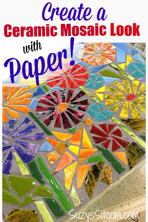 Paper Crafts: How to Create the Look of Ceramic Mosaic! 5 Grade Art Projects, Mosaic With Paper, Tissue Paper Wall Art, Mosaic Art Projects For Kids, Paper Mosaic Art Ideas Easy, Kids Mosaic Art Project, Kindness Decorations, Back To School Crafts For Teens, Mosiac Art Ideas