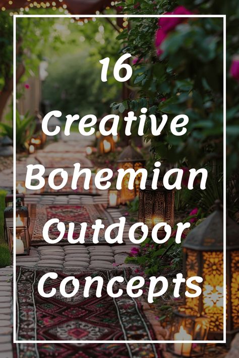 Discover 16 unique and inspiring Bohemian outdoor concepts to elevate your outdoor space. From cozy seating areas to colorful accents, bring a touch of boho chic style to your garden or patio. Whether you're looking to relax or entertain, these creative ideas will help you create a warm and inviting atmosphere in your outdoor oasis. Embrace the free-spirited Bohemian vibe and turn your outdoor space into a cozy retreat that reflects your personal style. Outdoor Floor Seating Ideas, Trellis Seating Area, Boho Front Yard Ideas, Bohemian Porch Decor, Boho Outdoor Wall Decor, Bohemian Cottage Decor Ideas, Diy Boho Backyard Ideas, Shabby Chic Outdoor Spaces, Boho Garden Room