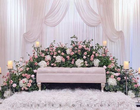 Pin by khansa on Bells and Fairy Tales | Nikah decor, Wedding decor elegant, Contemporary wedding decor Pelamin Minimalist Rumah, Pelamin Nikah Rumah, Pelamin Tunang Simple, Mini Pelamin Tunang, Pelamin Minimalist, Pelamin Rumah, Wedding Draping Backdrop, Pelamin Simple, Contemporary Wedding Decor