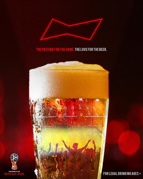 Budweiser Print Advert By : The Passion For The Game, The Love For The Beer, 1 | Ads of the World™ Budweiser Poster Design, Gaming Creative Ads, Beer Creative Ads, Drink Advertising Design, Bavaria Beer, Stag Beer, Happy Hour Beer, Beer Magazine, Beer Promotion