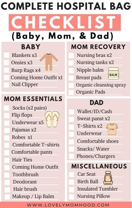 Packing your hospital bags for labor and delivery can feel really overwhelming. But... not today mama! Here is a complete hospital bag checklist printable for baby, mom, and dad so that everything and everyone is ready to go when you go into labor. #pregnancy #thirdtrimester #3rdtrimester #hospitalbag #hospitalbagchecklist #hospitalbagprintable Hospital Bag Checklist For Baby, Baby Hospital Bag Checklist, Hospital Bag For Mom To Be, Pregnancy Hospital Bag, Baby Hospital Bag, Baby Delivery, Hospital Bag Checklist, Newborn Baby Tips, Bag Checklist