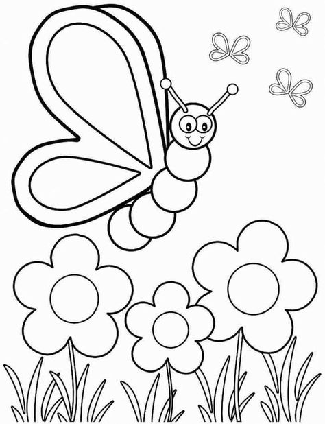 Butterfly Kindergarten Coloring Pages - Kindergarten Coloring Pages Free Spring Coloring Sheets, Fargelegging For Barn, Insect Coloring Pages, Bug Coloring Pages, Kindergarten Colors, Aktiviti Kanak-kanak, Kindergarten Coloring Pages, Preschool Coloring Pages, Spring Coloring Pages