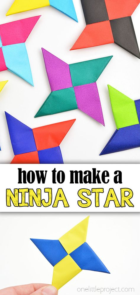 Photo of different colours variations of paper ninja star Arts And Craft With Construction Paper, Diy Paper Ninja Star, Diy Ninja Stars How To Make, Art With Construction Paper, Paper Products To Sell For Kids, Diy Easy Origami, Craft Ideas Paper Diy, Ninja Star Craft, Easy Paper Arts And Crafts