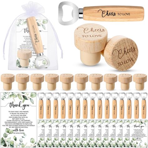 PRICES MAY VARY. Bulk Wedding Souvenirs for Guests: this set provides 36 wine corks, 36 bottle openers, 36 thank you cards, and 36 organza bags; This generous quantity and ideal mix are well suited for your daily usage and party gifting requirements Reliable Material: wine corks, crafted from wood and rubber, providing an ideal seal to extend the shelf life of red wine and maintain its aroma and smooth flavor; The bottle opener, made from oak and stainless steel, is not only rust resistant and d Wine Theme Party Favors, Bridal Shower Guest Gifts Wedding Favors, Country Wedding Gifts For Guests, Housewarming Favors For Guests, Garden Party Wedding Favors, Best Wedding Party Favors, Wedding Favors Under $1, Stock The Bar Party Favors, Engagement Party Gifts For Guests