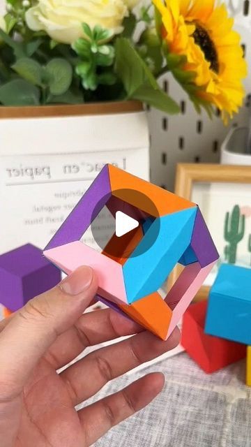 Origami Cube Step By Step, Paper Cube Craft, Mathematics Project, Cool Origami, Handmade Paper Craft, Origami Cube, Paper Cube, Beautiful Origami, Open Cube