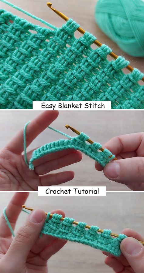 Crochet Blanket Stitch Pattern, Pola Macrame, Corak Menjahit, Tunisian Crochet Patterns, Keychain Crochet, Crochet Stitches For Blankets, Crochet Stitches Free, Crochet Blanket Designs, Easy Crochet Stitches