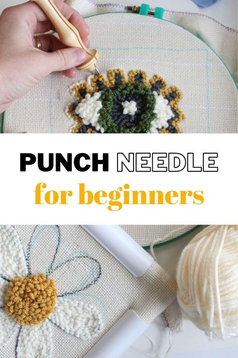 Needle Punch Embroidery Ideas, Needle Punching For Beginners, Punch Needle Beginner Pattern, Punch Needle Starter Kit, How To Finish A Punch Needle Project, Needle Punch Embroidery Tutorials, Punch Yarn Art, How To Make A Punch Needle Pillow, Punchneedle Ideas Tutorials